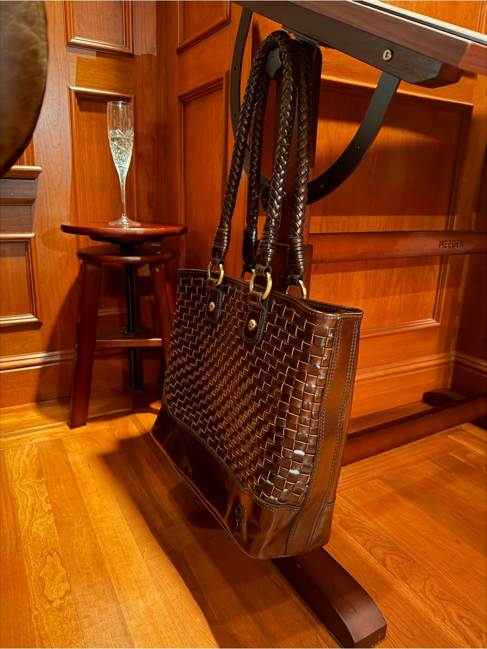 Patricia Nash Discovery Collection Lesina Woven Leather Tote – Chocolate - Picture 3 of 11